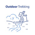 Outdoor trekking concept, nature hiking, natural tourism, ecological path, trail walking, summer camping