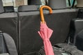 Outdoor. an umbrella in the car trunk Royalty Free Stock Photo