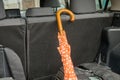 Outdoor. an umbrella in the car trunk Royalty Free Stock Photo
