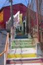 A special street art stair in the street of Valparaiso