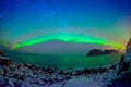 Outdoor view of beautiful multicoloured vibrant Aurora Borealis or Aurora Polaris, also know as Northern Lights in the