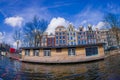 Outdoor view of house buildings close to MONTELBAAN tower in Amsterdam