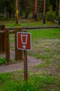 Outdoor view of informative sign located at Grand Teton camp