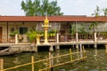 Outdoor view of a stoned house at riverside on the Chao Phraya river. Thailand Royalty Free Stock Photo