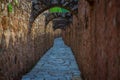 Outdoor view of stoned path of Amber fort. Jaipur, Rajasthan, India Royalty Free Stock Photo