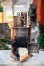 Outdoor vintage wood-fired stove in Istanbul, Turkey Royalty Free Stock Photo