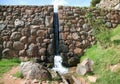 Outdoor water channels of the ancient irrigation of Tipon, archaeological site in Sacred Valley, Cusco region, Peru