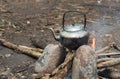 Outdoor water cooking in camping Royalty Free Stock Photo