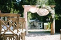 outdoor wedding ceremony.decoration and decoration of an outdoor wedding ceremony Royalty Free Stock Photo