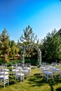 Outdoor beautiful wedding ceremony setup Royalty Free Stock Photo