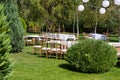 outdoor wedding or other event. chairs and tables Royalty Free Stock Photo