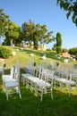 Outdoor wedding reception. Wedding decorations Royalty Free Stock Photo