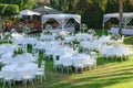 Outdoor wedding reception. Wedding decorations Royalty Free Stock Photo