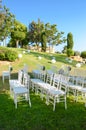 Outdoor wedding reception. Wedding decorations Royalty Free Stock Photo