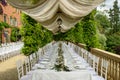 Outdoor wedding table decor Villa Le Fontanelle Tuscany Italy.