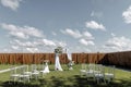 Outdoor wedding venue with chairs and arch Royalty Free Stock Photo