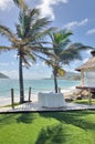 Outdoor white table in Carribean