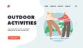 Outdoor Wintertime Activities Landing Page Template. Couple Christmas Vacation Spare Time. Happy Loving Pair