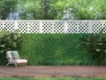 Outdoor wood terrace in the garden 3d render