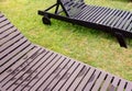 Outdoor wood daybed in the park