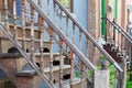 Outdoor wooden ladder in traditional house in Montreal