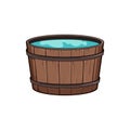 outdoor wooden tub cartoon vector illustration