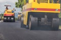 Outdoor working : Road roller working on the new road construction site Royalty Free Stock Photo