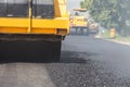 Outdoor working : Road roller working on the new road construction site