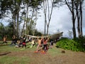 Outdoor Yoga class, led by Kara Miller, does warrior one