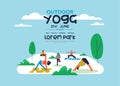 Outdoor yoga flyer template for diverse people