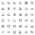 Outdoors activities line icons set