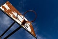 Outdoors basketball with a blue sky