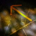 Outdoors ground texture with a yellow arrow sign in daylight Royalty Free Stock Photo