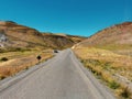 Outdoors nature landscape blue sky empty road mountains environment route Royalty Free Stock Photo
