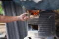 Outdoors oven in fire work Royalty Free Stock Photo