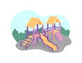 Outdoors playground 2D vector web banner, poster Royalty Free Stock Photo