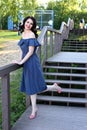 Outdoors portrait of beautiful woman on summer days