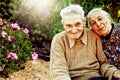 Outdoors portrait of happy senior couple Royalty Free Stock Photo