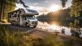 outdoors rv by lake