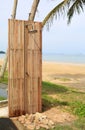 Outdoors shower while running water near the beach Royalty Free Stock Photo