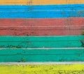 Outdoors stairs close up painted in orange, blue, red, green and yellow. Royalty Free Stock Photo