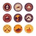 Outdoors tourism camping flat badges