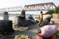 Outdoors washer workshop  in Agra, India Royalty Free Stock Photo