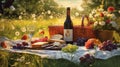 outdoors wine picnic Royalty Free Stock Photo