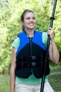 Outdoorsy female wearing a life jacket Royalty Free Stock Photo