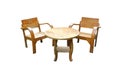 Outdoortimber armchairs and table Royalty Free Stock Photo