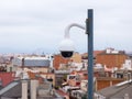 Outdors security camera with a major city in background