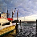 Outer banks North Carolina Morning boat Royalty Free Stock Photo