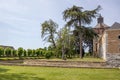 Outer garden of Borgharen castle surrounded by a dry moat Royalty Free Stock Photo