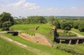 Outer side Petrovaradin fortress with a system of moats, ramparts and walls, Novi Sad, Serbia Royalty Free Stock Photo
